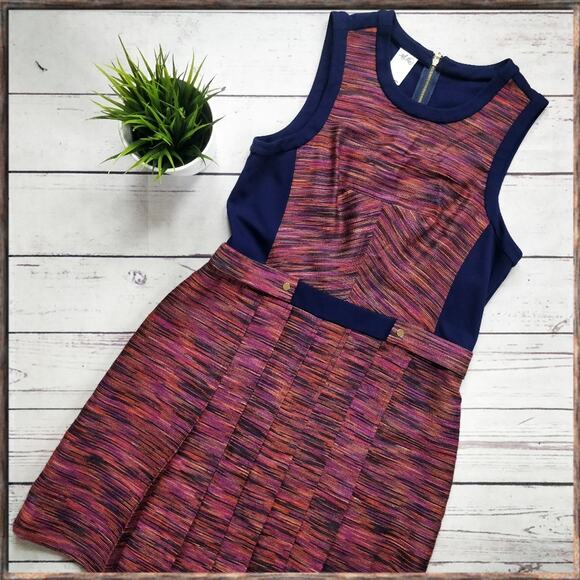 ALI RO Multicolor Pleated Sleeveless Dress 12 - Picture 1 of 8